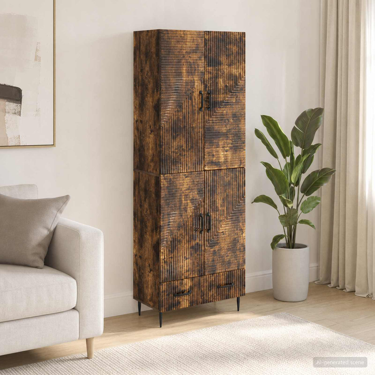 Cabinet Set 2 pcs Engineered Wood Smoked oak