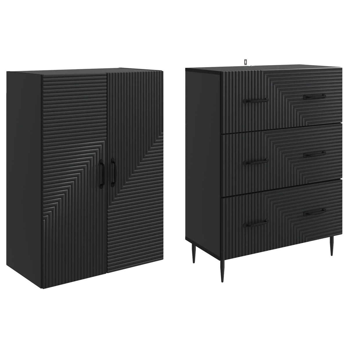 Cabinet Set 2 pcs Engineered Wood Black, image 4