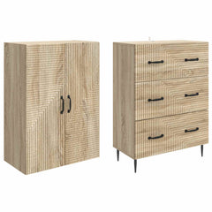 vidaXL Cabinet Set 2 pcs 66 x 34.5 x 90 cm Engineered Wood Sonoma Oak 4