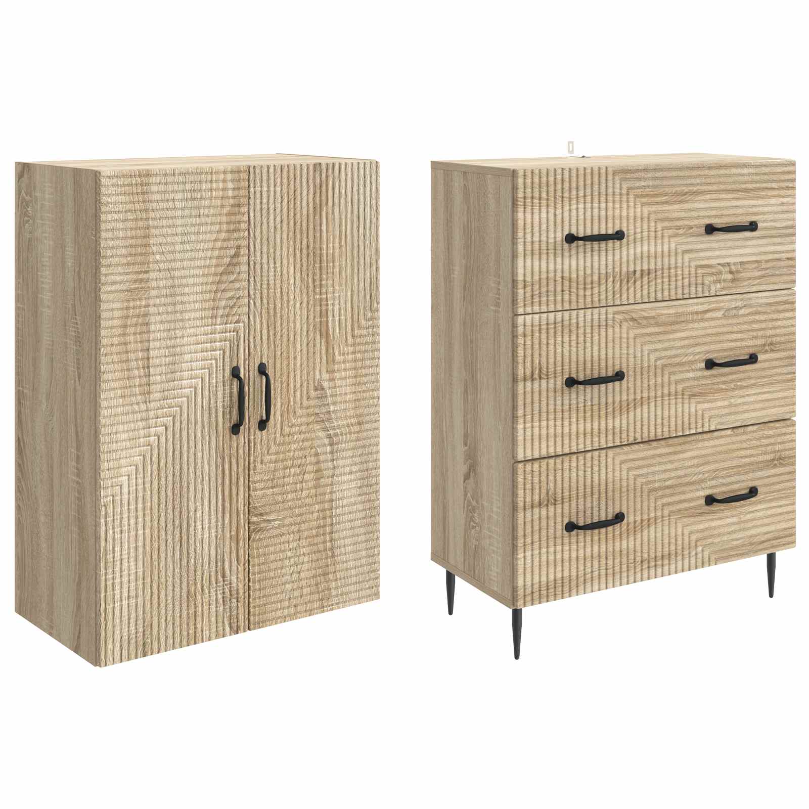 vidaXL Cabinet Set 2 pcs 66 x 34.5 x 90 cm Engineered Wood Sonoma Oak 4