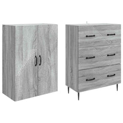 vidaXL Cabinet Set 2 pcs 66 x 34.5 x 90 cm Engineered Wood Grey Sonoma 4