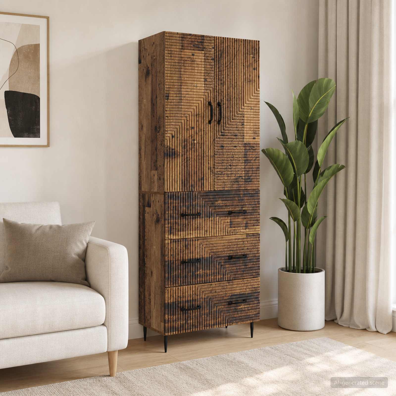 vidaXL Cabinet Set 2 pcs 66 x 34.5 x 90 cm Engineered Wood Old Wood 1