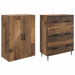 vidaXL Cabinet Set 2 pcs 66 x 34.5 x 90 cm Engineered Wood Old Wood 4