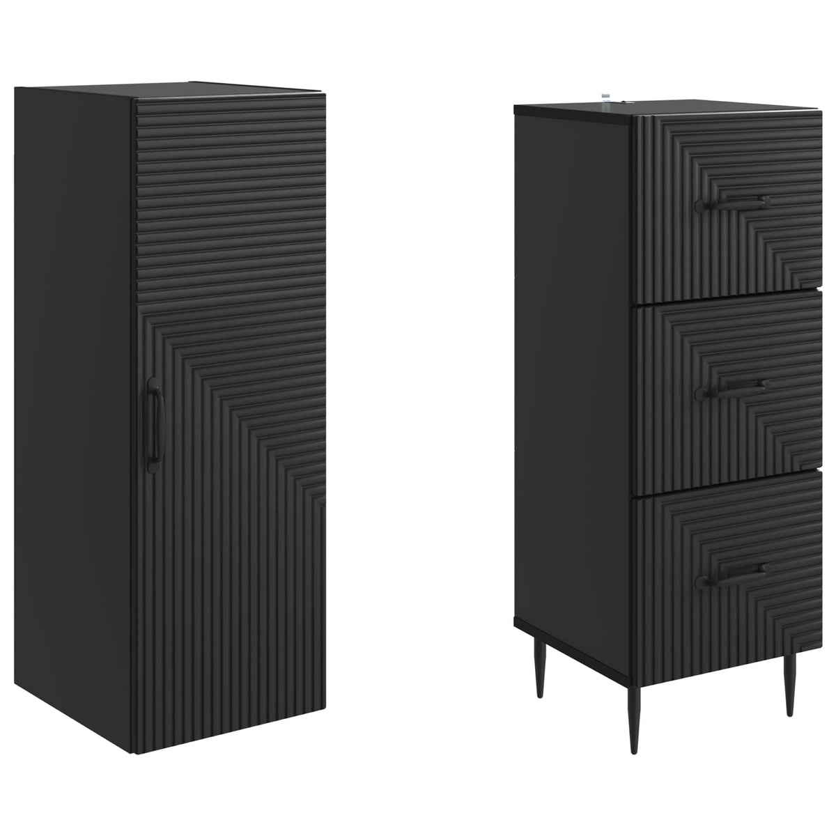 Cabinet Set 2 pcs Engineered Wood Black, image 4