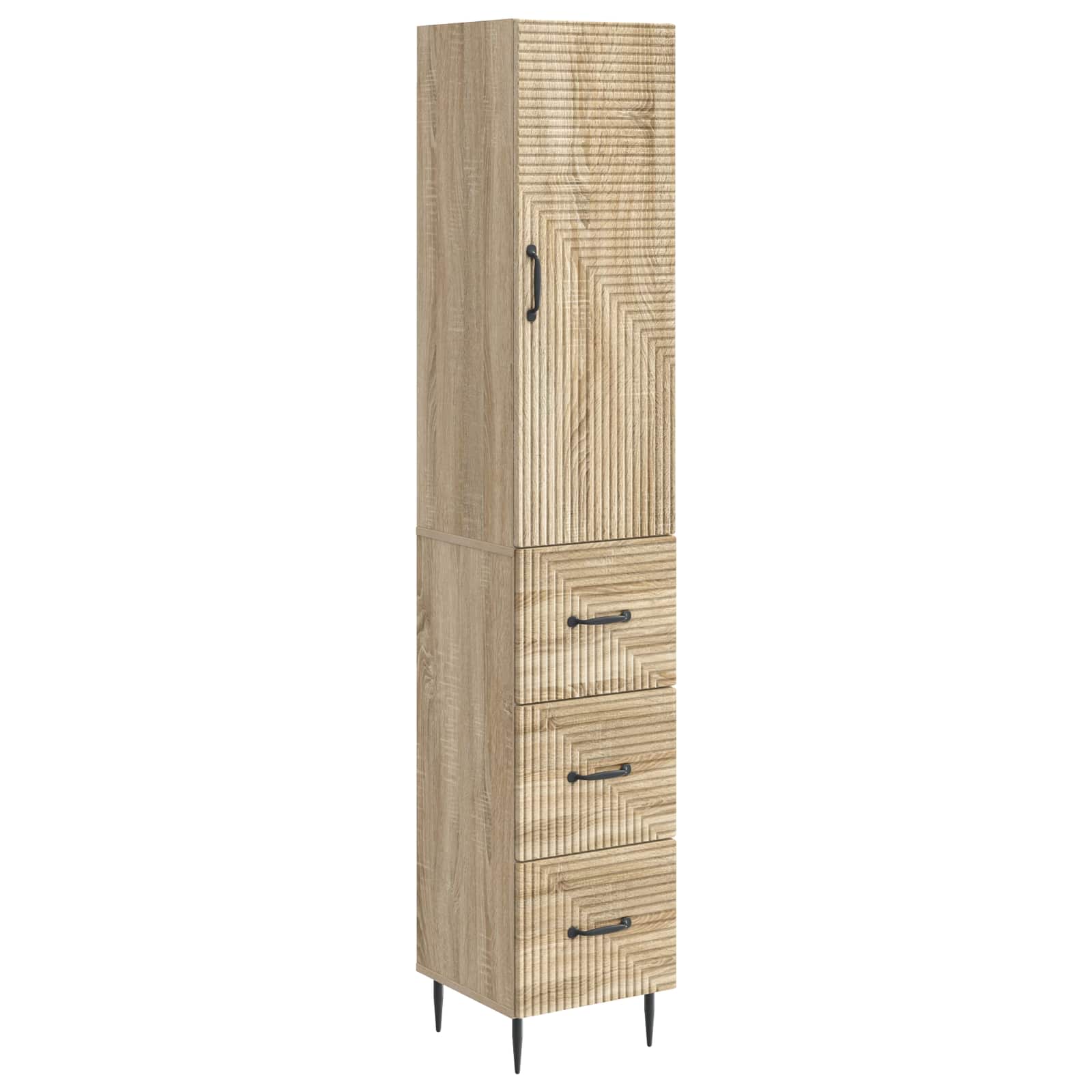 vidaXL Cabinet Set 2 pcs 33 x 34.5 x 90 cm Engineered Wood Sonoma Oak 2