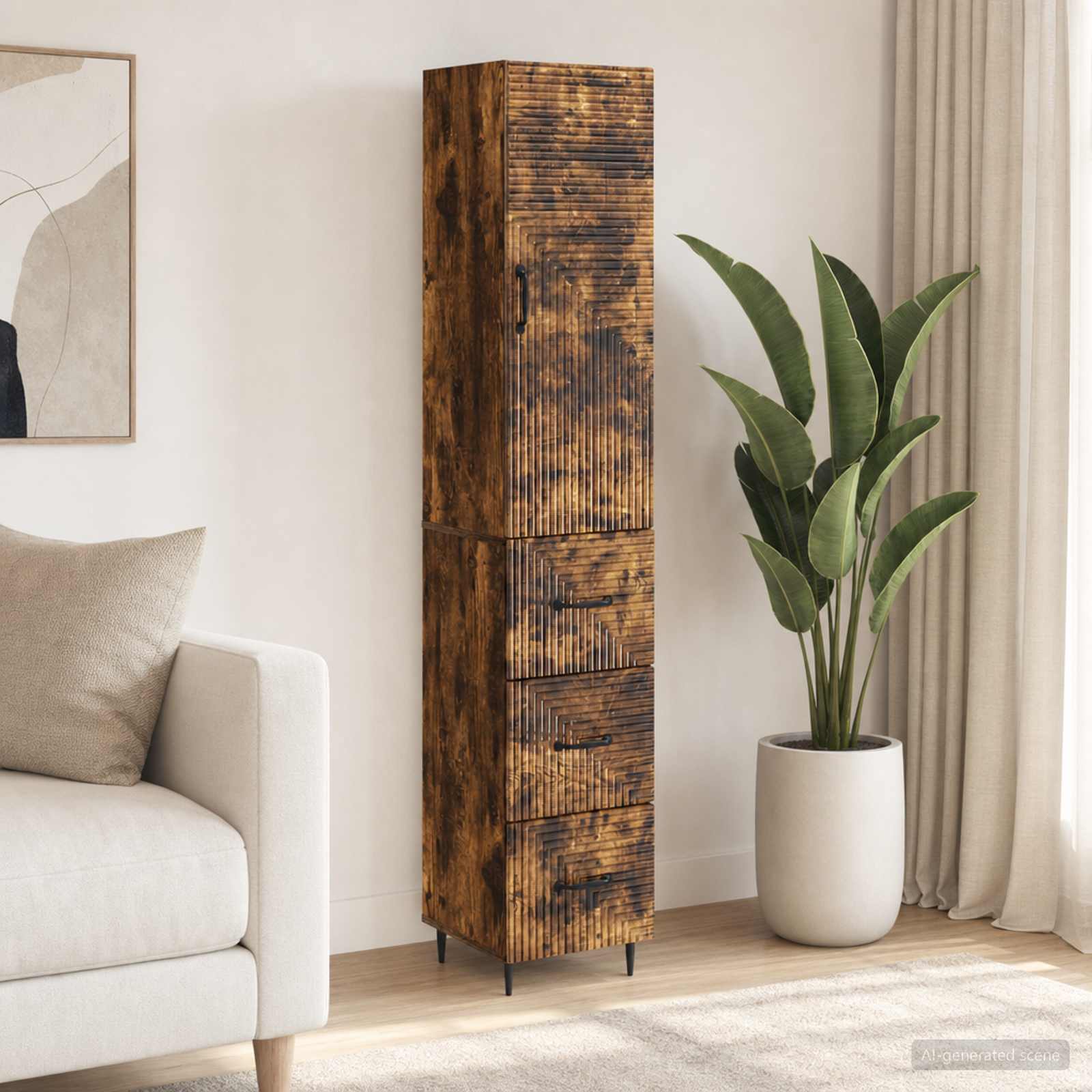 vidaXL Cabinet Set 2 pcs 33 x 34.5 x 90 cm Engineered Wood Smoked Oak 1