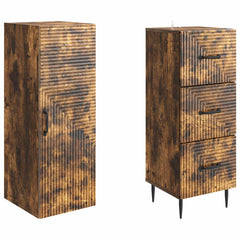 vidaXL Cabinet Set 2 pcs 33 x 34.5 x 90 cm Engineered Wood Smoked Oak 4
