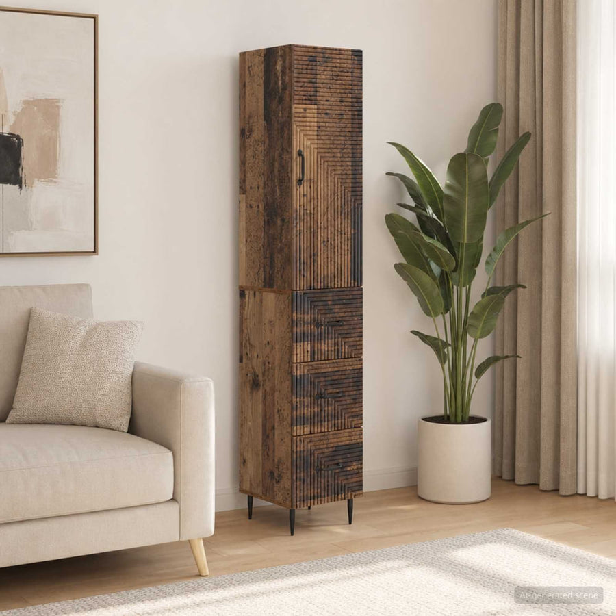 Cabinet Set 2 pcs Engineered Wood Old Wood