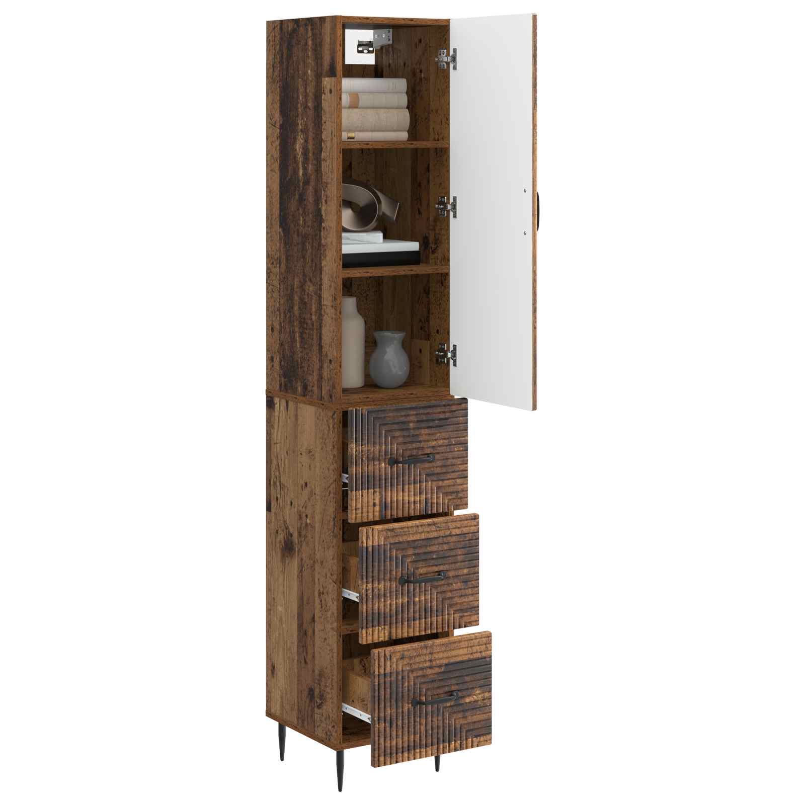 vidaXL Cabinet Set 2 pcs 33 x 34.5 x 90 cm Engineered Wood Old Wood 3