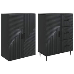 vidaXL Cabinet Set 2 pcs Black 66 x 34.5 x 89.5 cm Engineered Wood 4