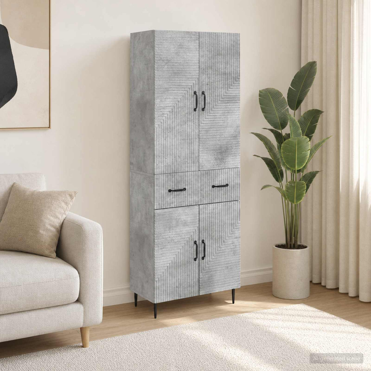 Cabinet Set 2 pcs Engineered Wood Concrete grey