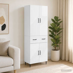 Cabinet Set 2 pcs Engineered Wood High gloss white