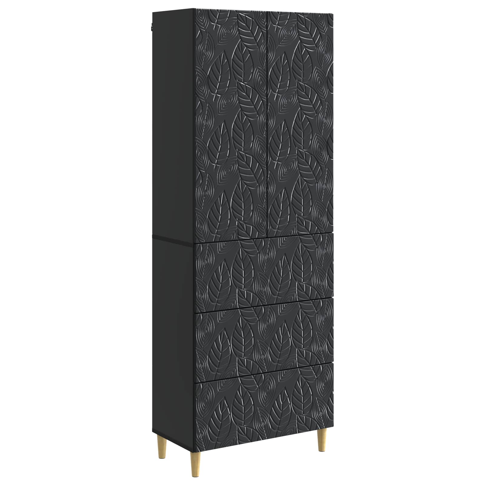 vidaXL Cabinet Set 2 pcs 66 x 34.5 x 90 cm Engineered Wood Black 2