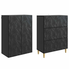 vidaXL Cabinet Set 2 pcs 66 x 34.5 x 90 cm Engineered Wood Black 4