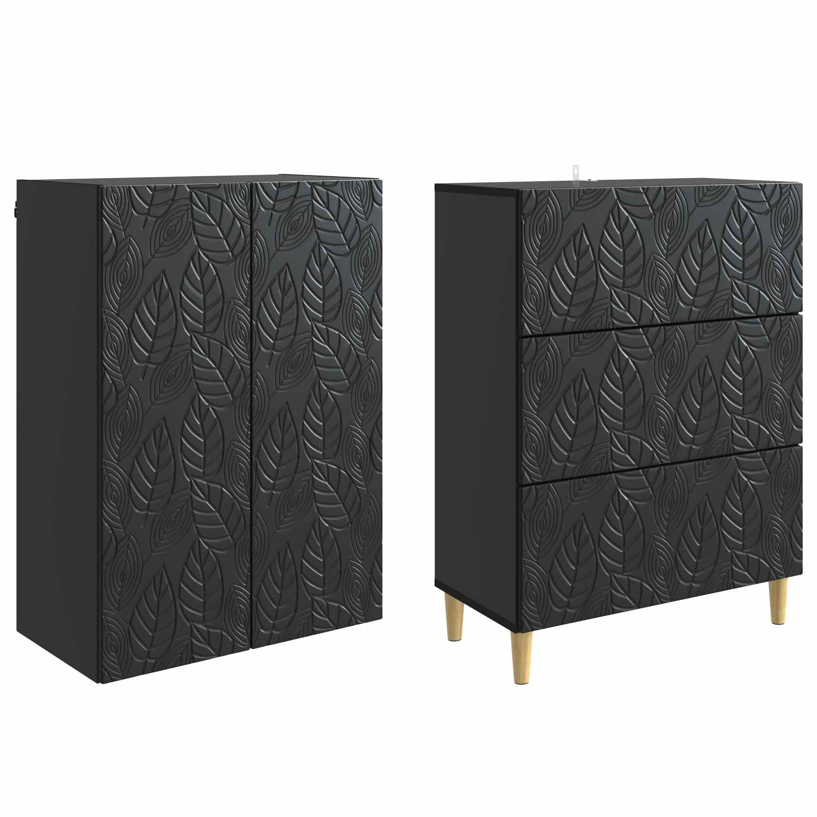 vidaXL Cabinet Set 2 pcs 66 x 34.5 x 90 cm Engineered Wood Black 4