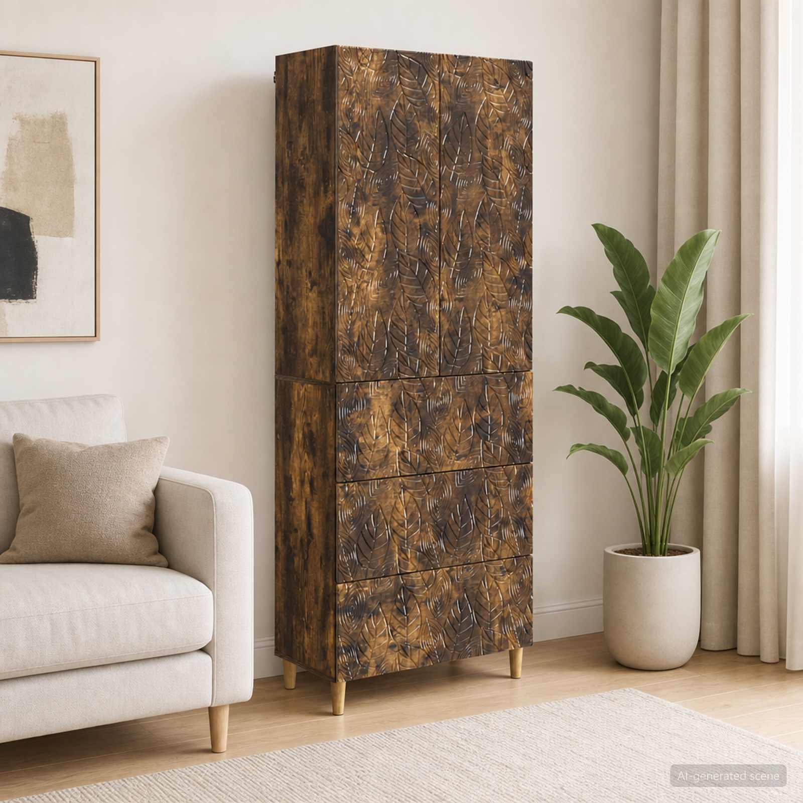 vidaXL Cabinet Set 2 pcs 66 x 34.5 x 90 cm Engineered Wood Smoked Oak 1