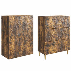 vidaXL Cabinet Set 2 pcs 66 x 34.5 x 90 cm Engineered Wood Smoked Oak 4
