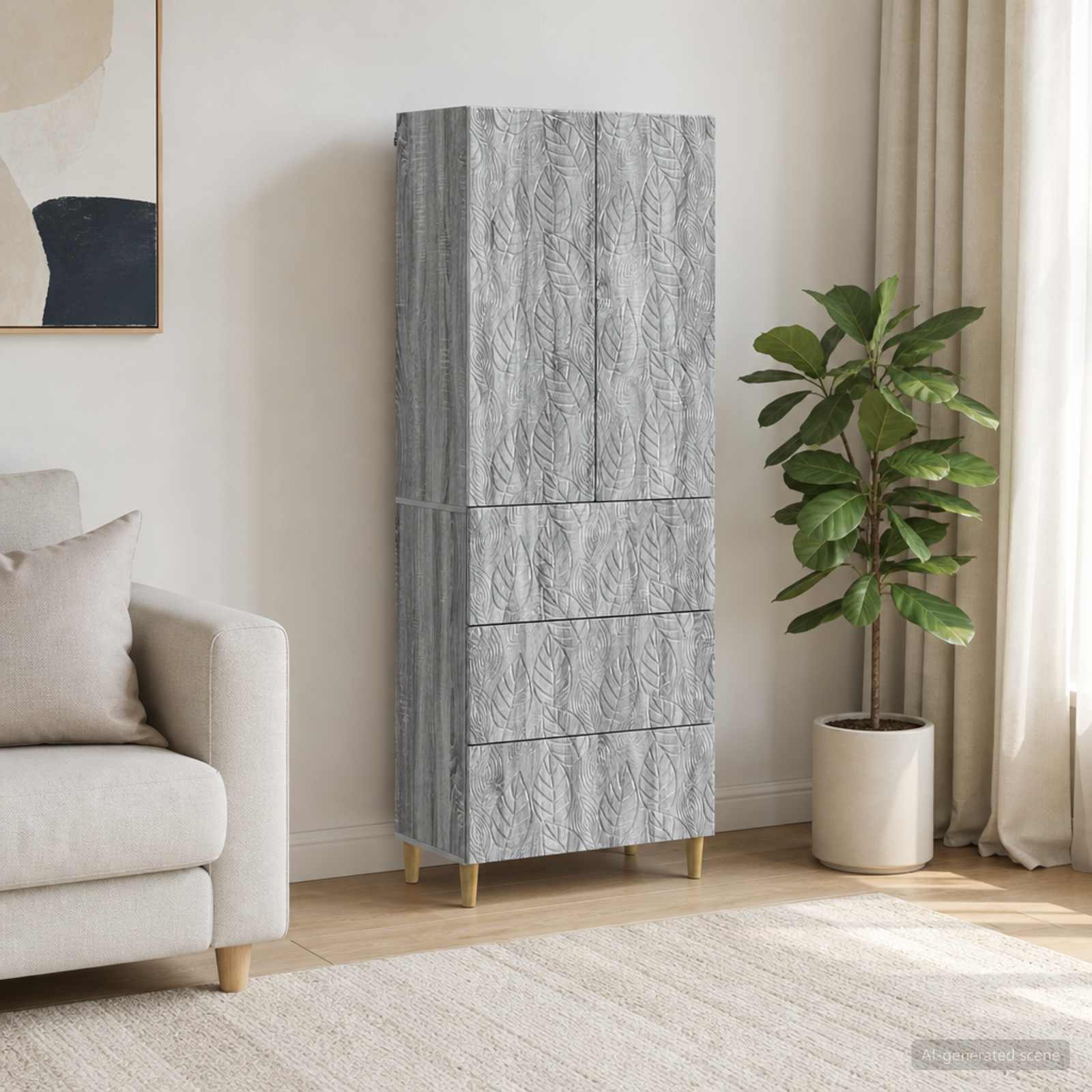 vidaXL Cabinet Set 2 pcs 66 x 34.5 x 90 cm Engineered Wood Grey Sonoma 1