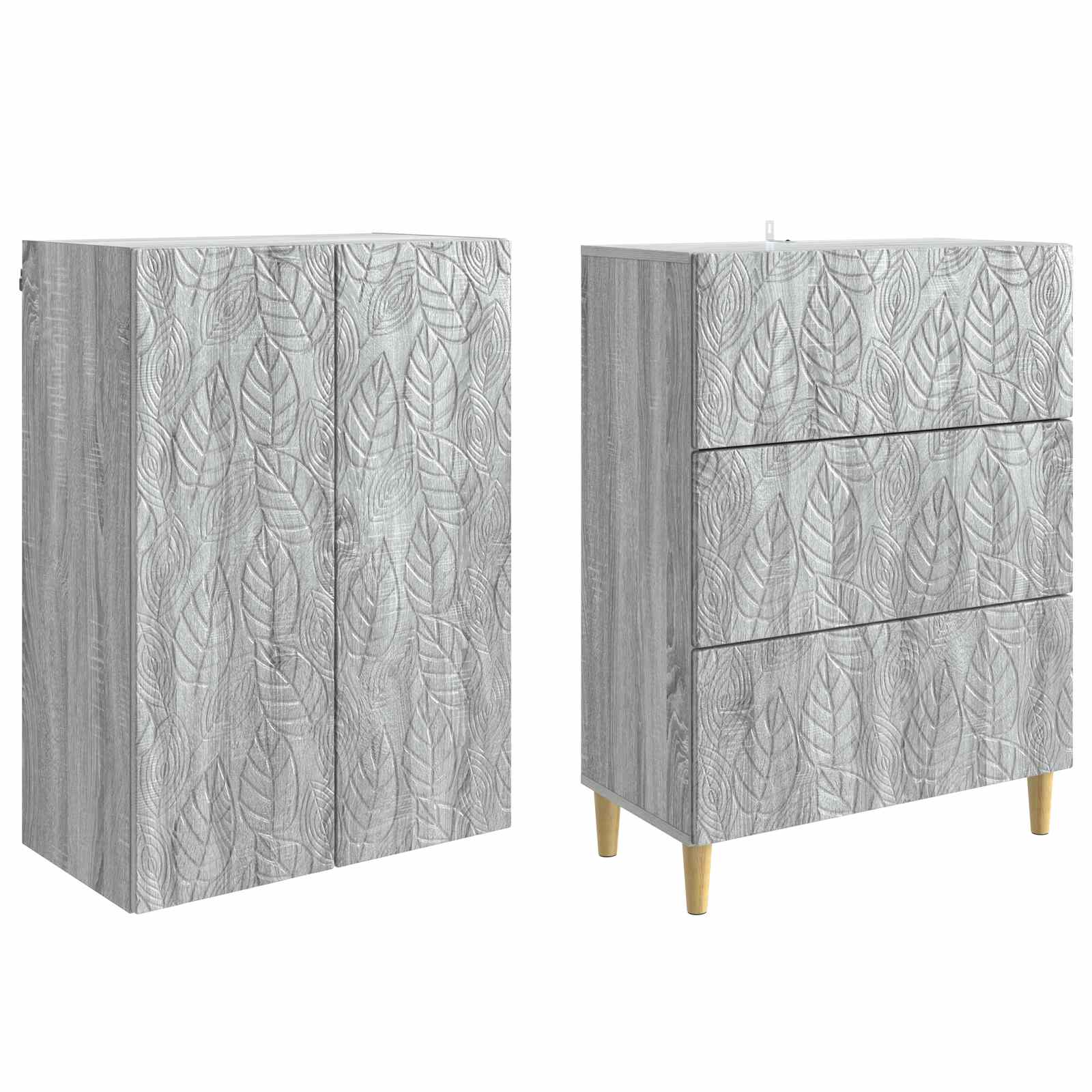 vidaXL Cabinet Set 2 pcs 66 x 34.5 x 90 cm Engineered Wood Grey Sonoma 4