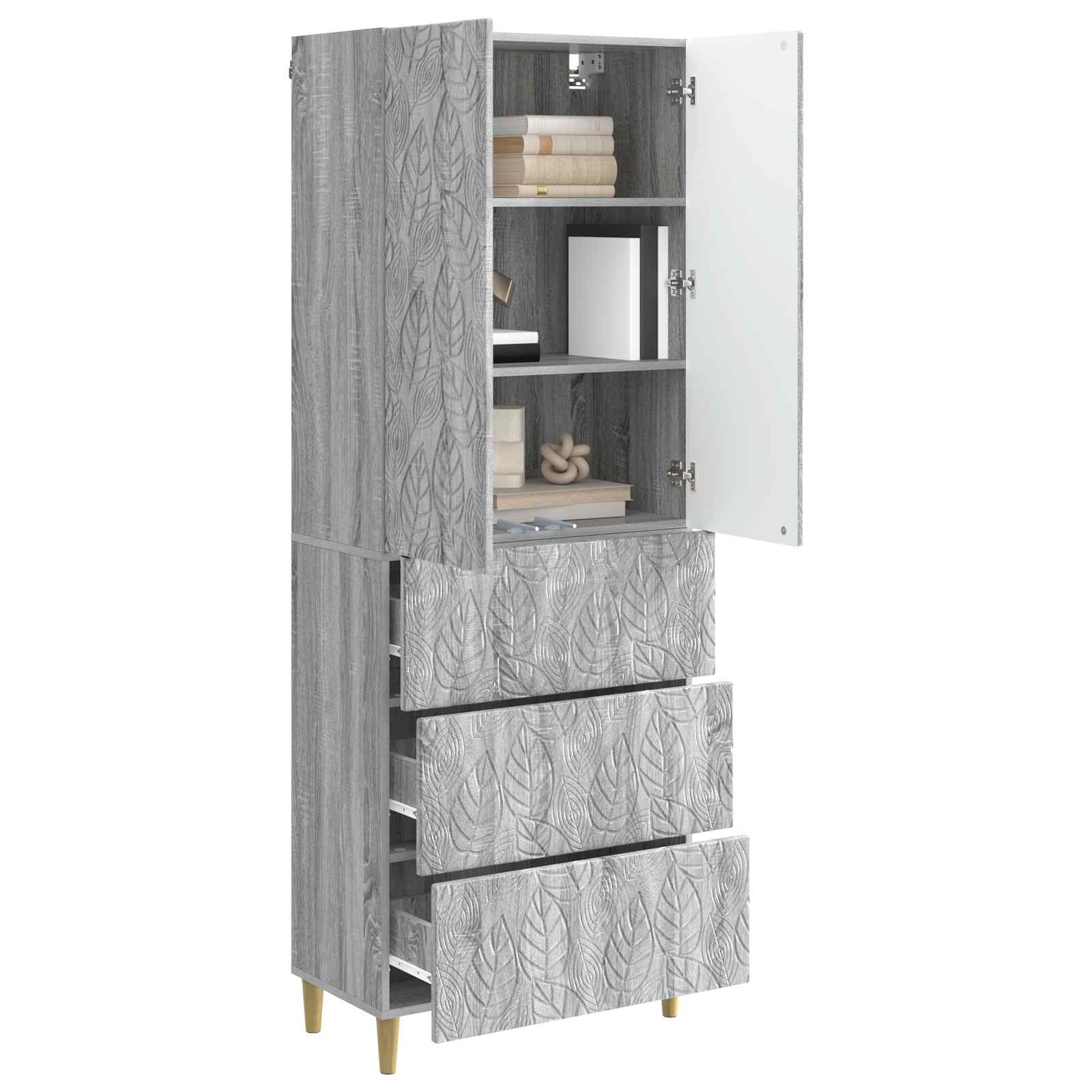 vidaXL Cabinet Set 2 pcs 66 x 34.5 x 90 cm Engineered Wood Grey Sonoma 3