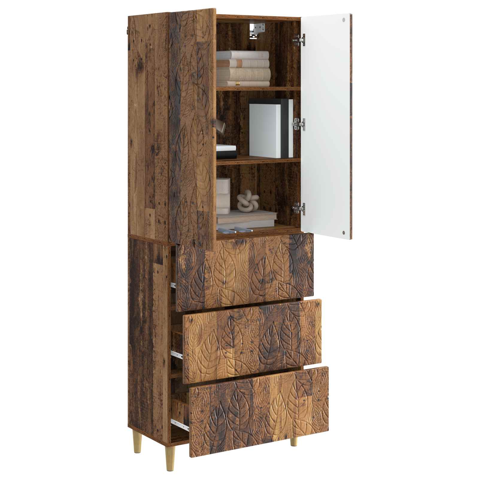 vidaXL Cabinet Set 2 pcs 66 x 34.5 x 90 cm Engineered Wood Old Wood 3