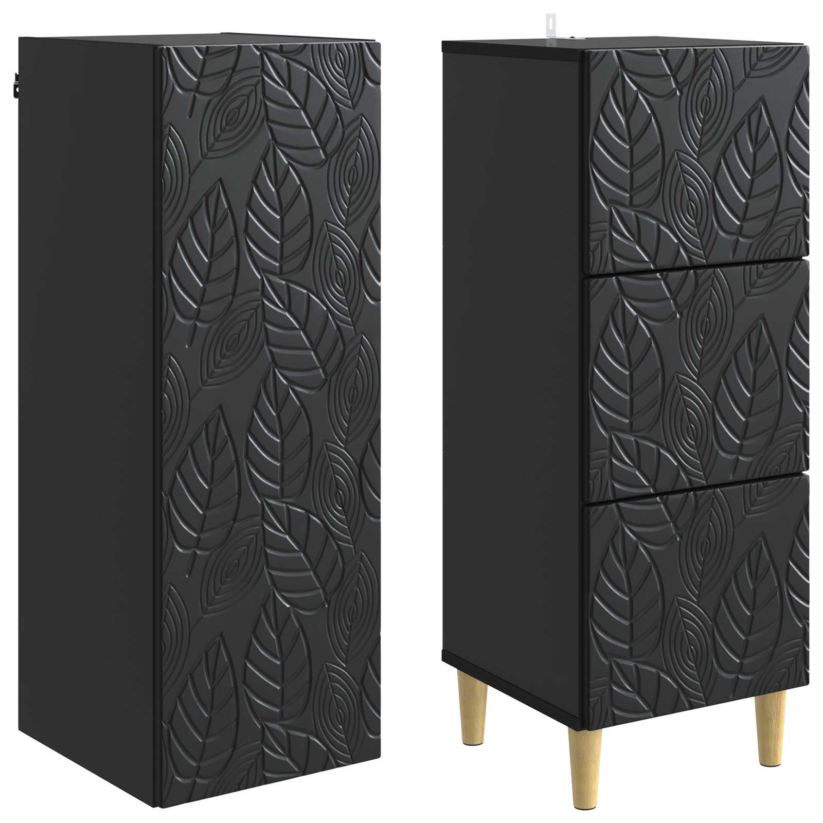 vidaXL Cabinet Set 2 pcs 33 x 34.5 x 90 cm Engineered Wood Black 4