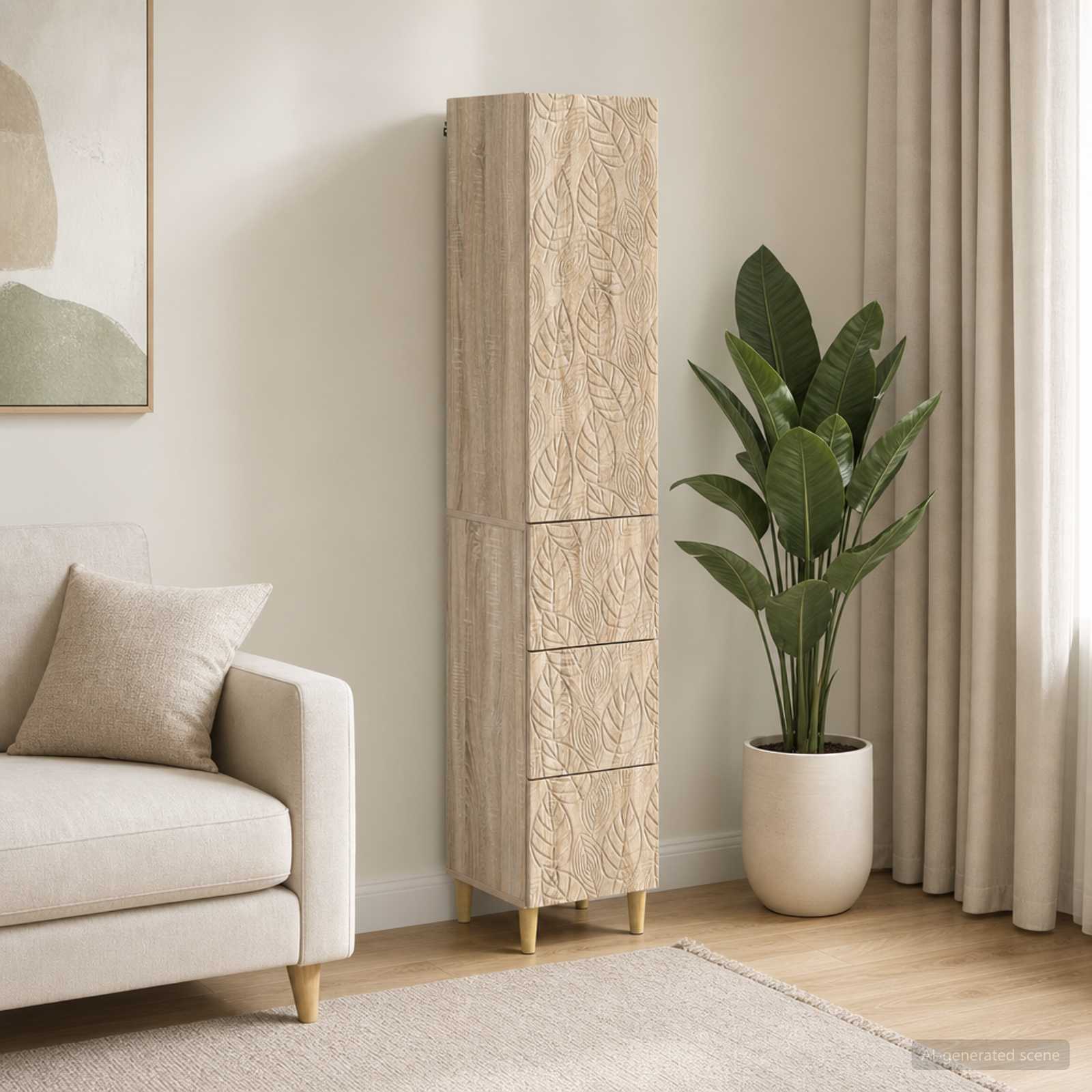 vidaXL Cabinet Set 2 pcs 33 x 34.5 x 90 cm Engineered Wood Sonoma Oak 1