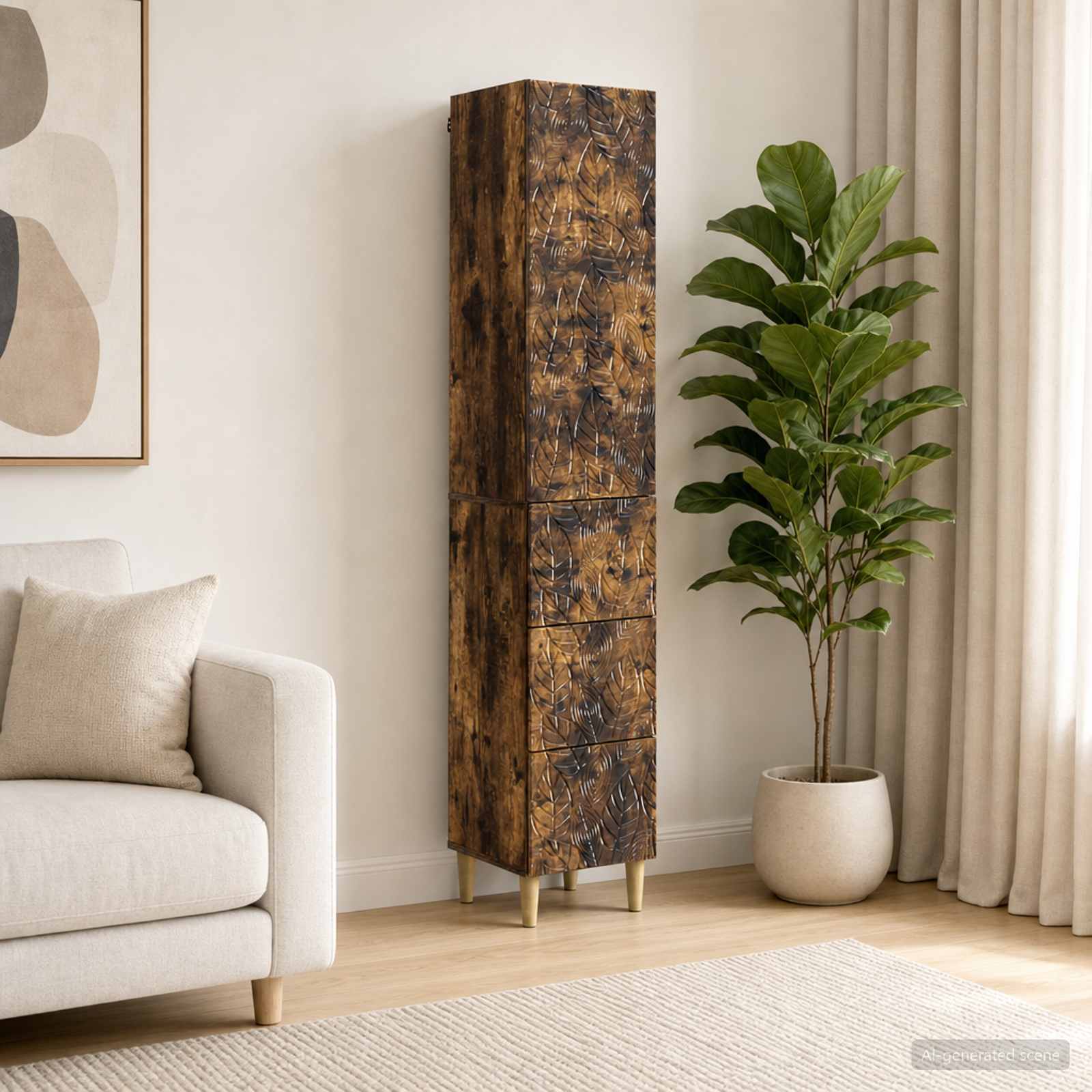 vidaXL Cabinet Set 2 pcs 33 x 34.5 x 90 cm Engineered Wood Smoked Oak 1