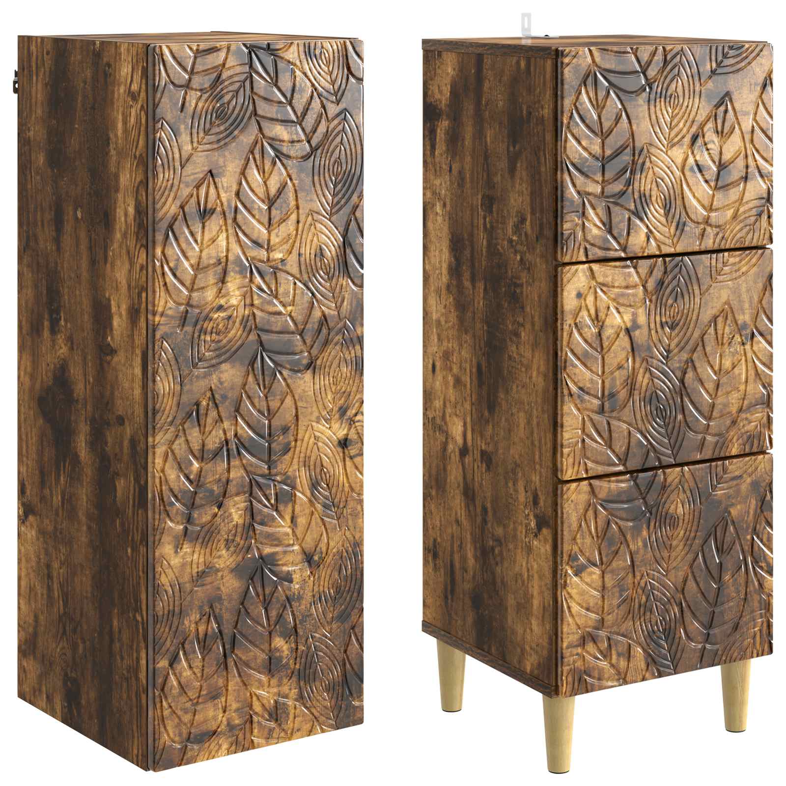 vidaXL Cabinet Set 2 pcs 33 x 34.5 x 90 cm Engineered Wood Smoked Oak 4
