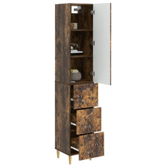 vidaXL Cabinet Set 2 pcs 33 x 34.5 x 90 cm Engineered Wood Smoked Oak 3