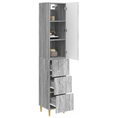 vidaXL Cabinet Set 2 pcs 33 x 34.5 x 90 cm Engineered Wood Grey Sonoma 3