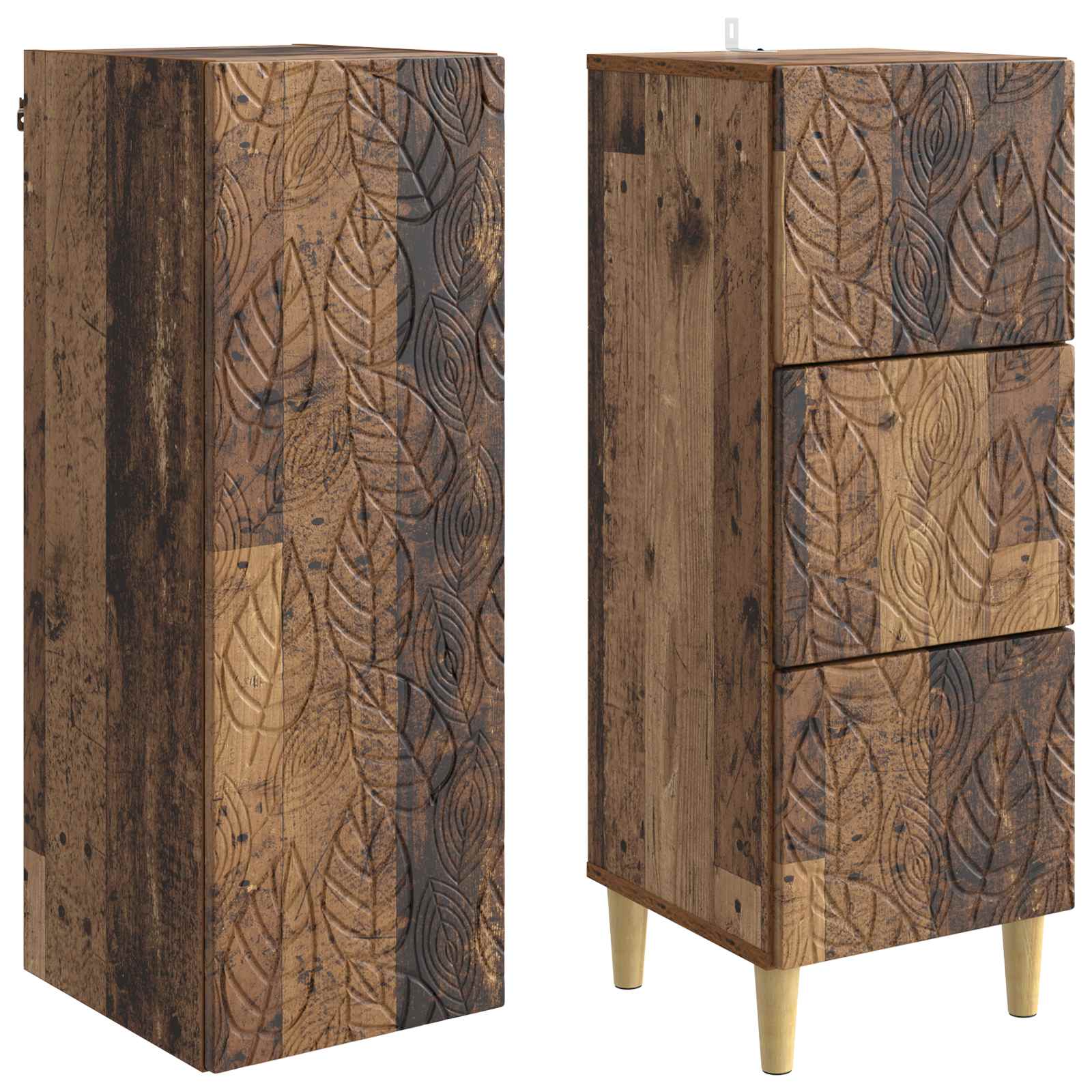vidaXL Cabinet Set 2 pcs 33 x 34.5 x 90 cm Engineered Wood Old Wood 4