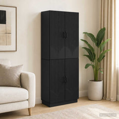 Cabinet Set 2 pcs Engineered Wood Black