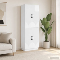 Cabinet Set 2 pcs Engineered Wood High gloss white