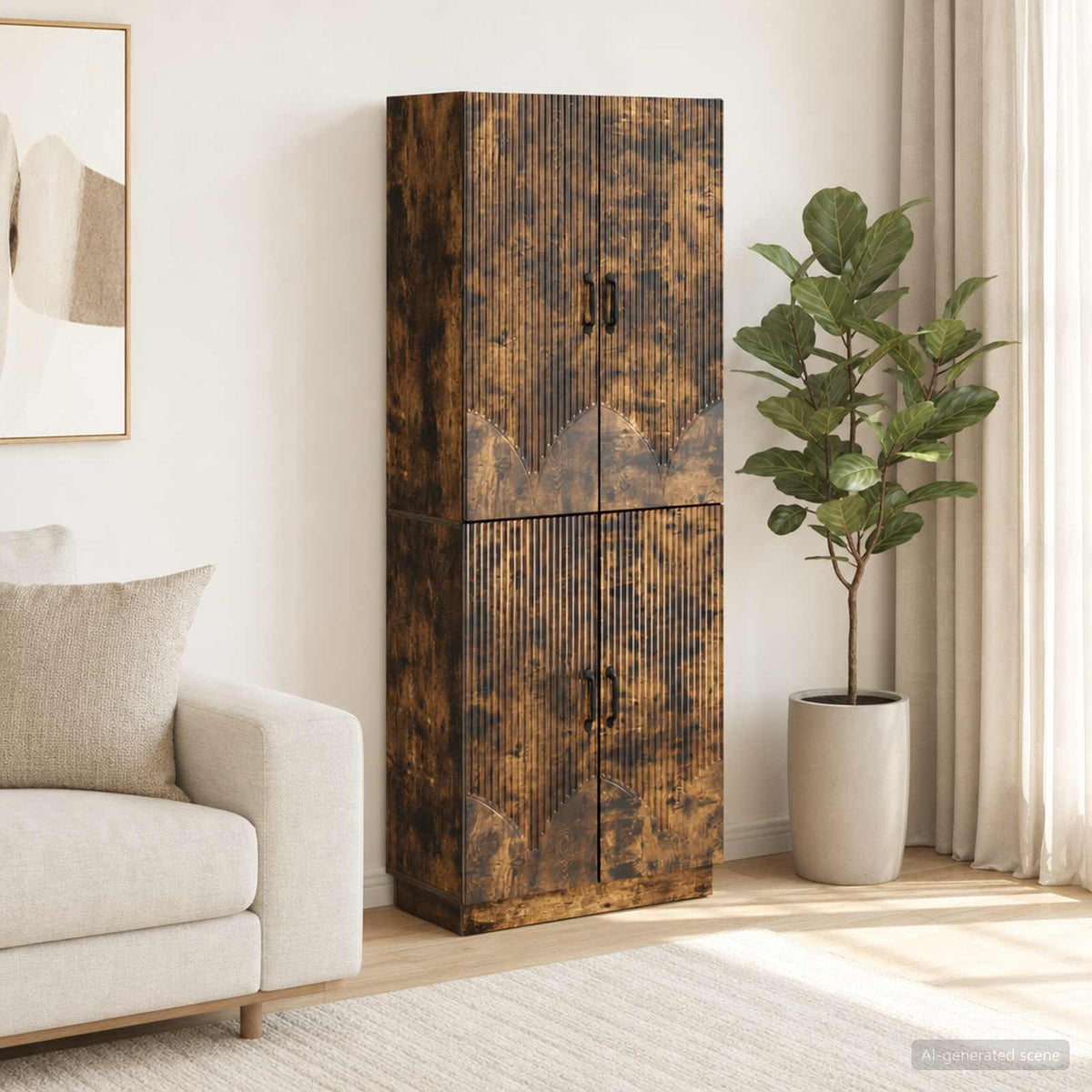 Cabinet Set 2 pcs Engineered Wood Smoked oak