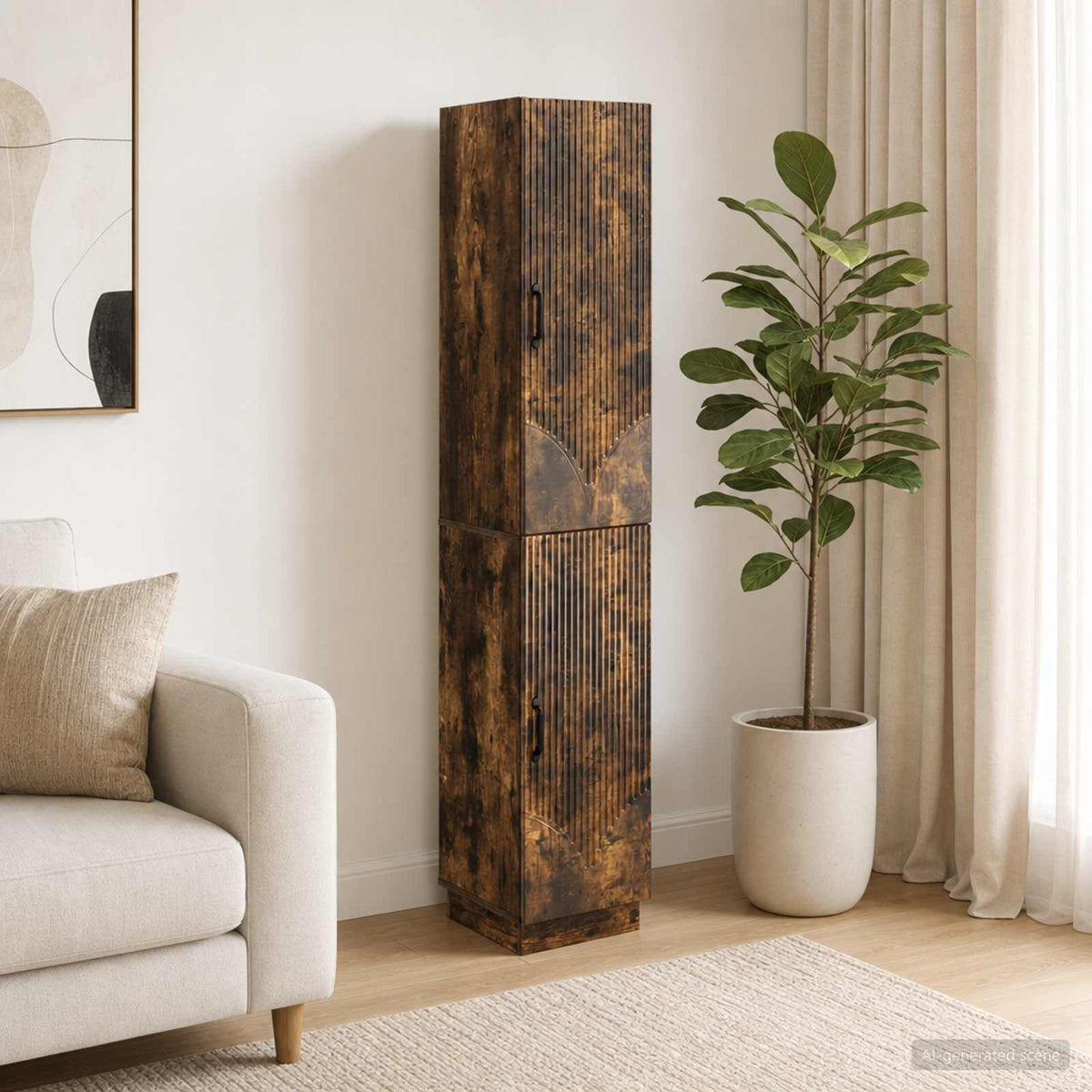 Cabinet Set 2 pcs Engineered Wood Smoked oak