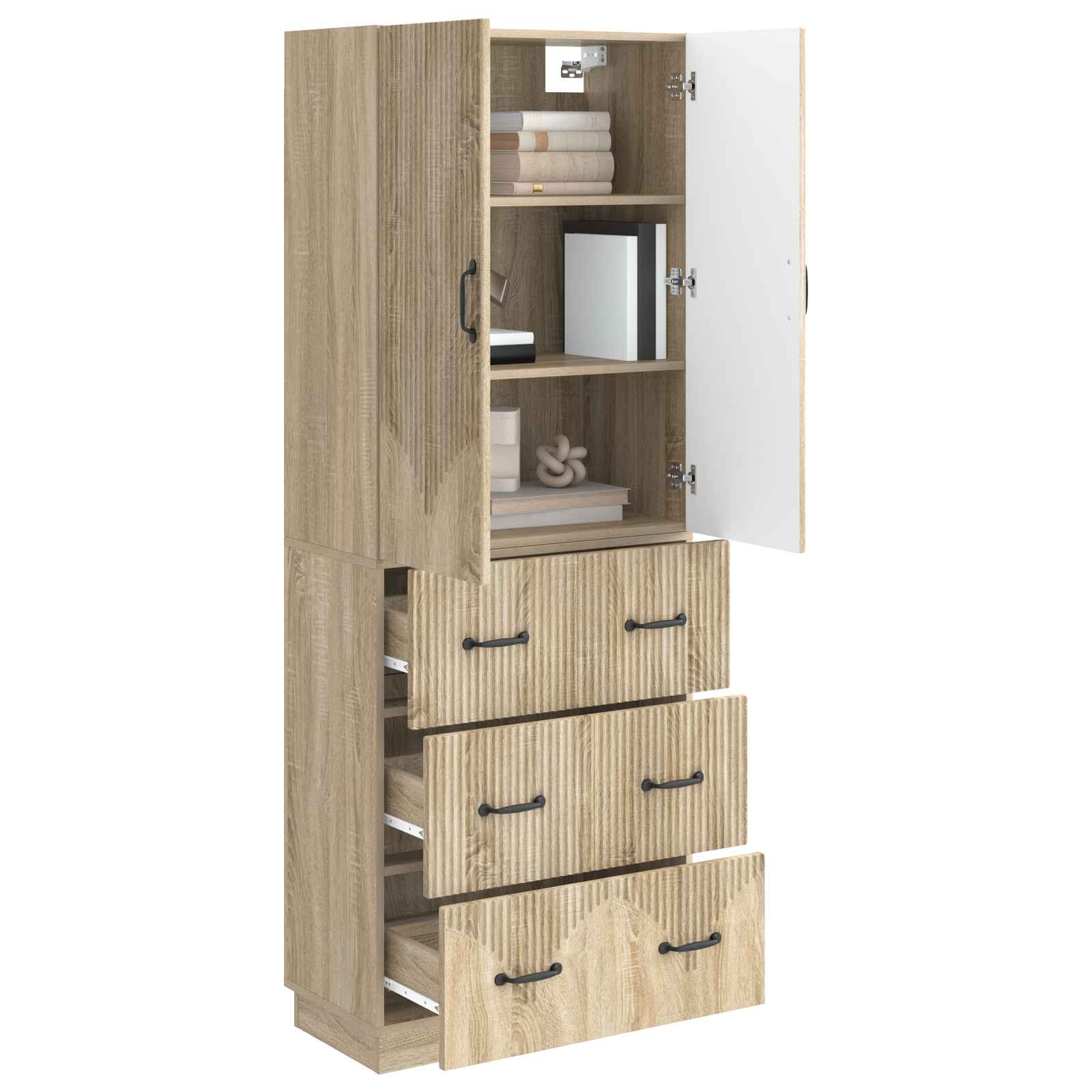 vidaXL Cabinet Set 2 pcs 66 x 34.5 x 87 cm Engineered Wood Sonoma Oak 3