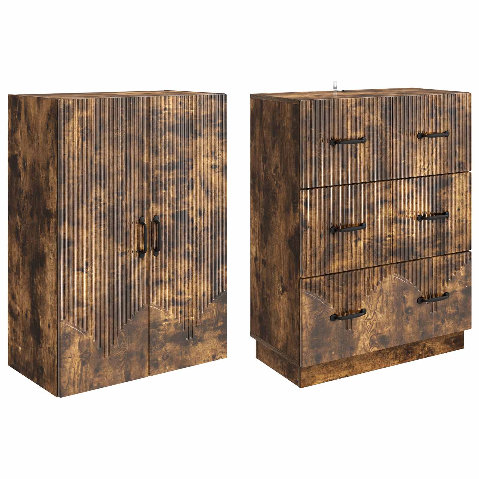 vidaXL Cabinet Set 2 pcs 66 x 34.5 x 87 cm Engineered Wood Smoked Oak 4