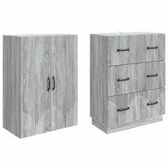 vidaXL Cabinet Set 2 pcs 66 x 34.5 x 87 cm Engineered Wood Grey Sonoma 4