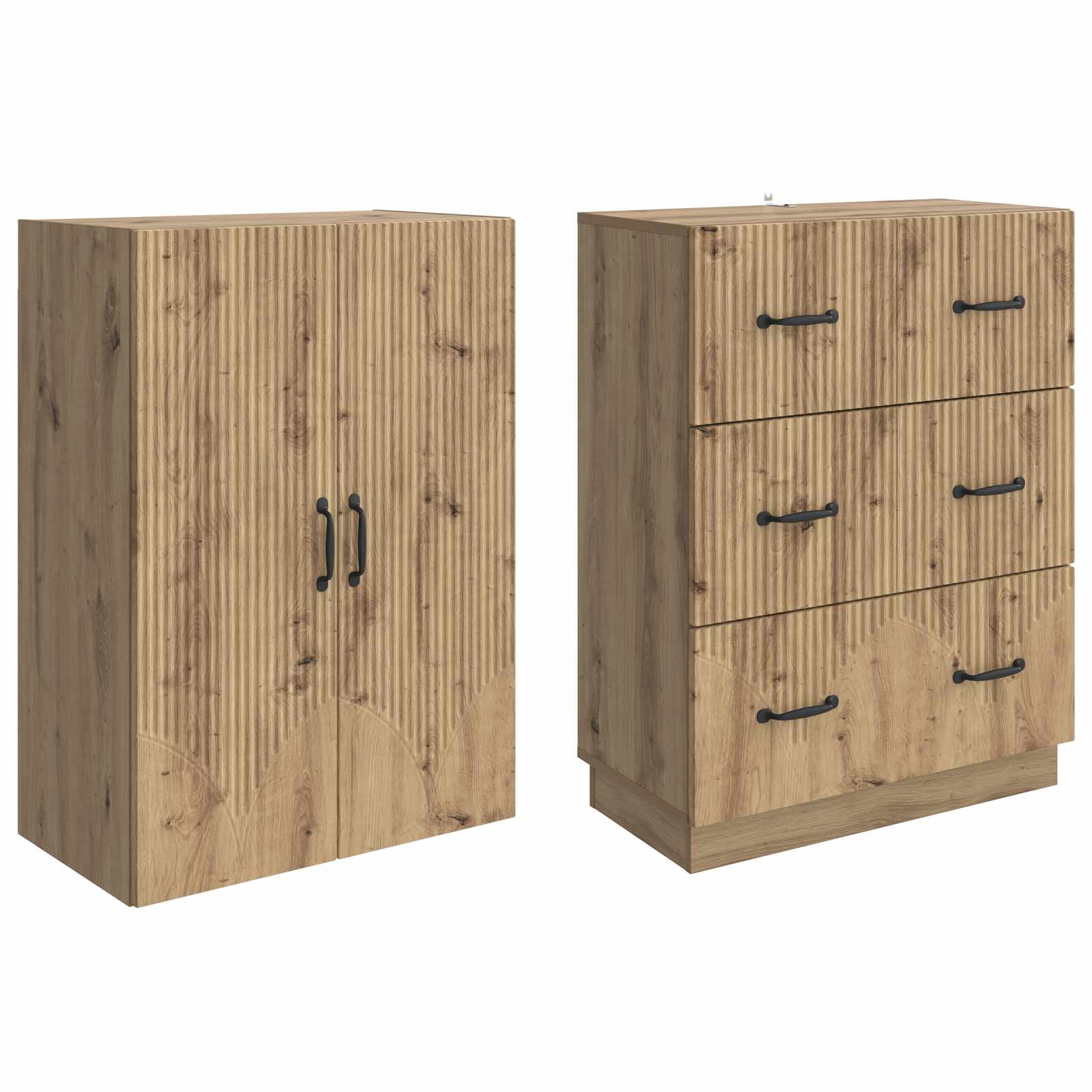 vidaXL Cabinet Set 2 pcs 66 x 34.5 x 87 cm Engineered Wood Artisan Oak 4