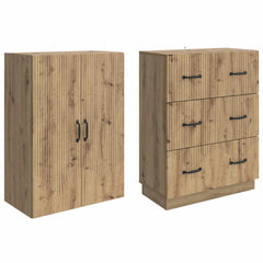 vidaXL Cabinet Set 2 pcs 66 x 34.5 x 87 cm Engineered Wood Artisan Oak 4
