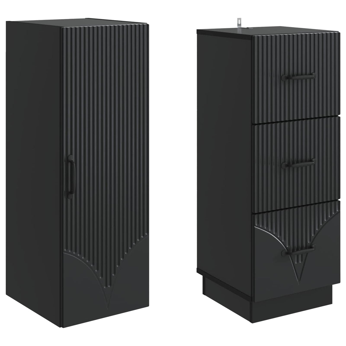 Cabinet Set 2 pcs Engineered Wood Black, image 4