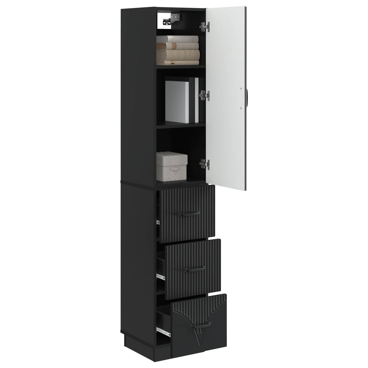 Cabinet Set 2 pcs Engineered Wood Black, image 3
