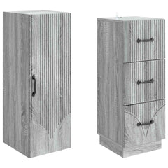 vidaXL Cabinet Set 2 pcs 33 x 34.5 x 87 cm Engineered Wood Grey Sonoma 4