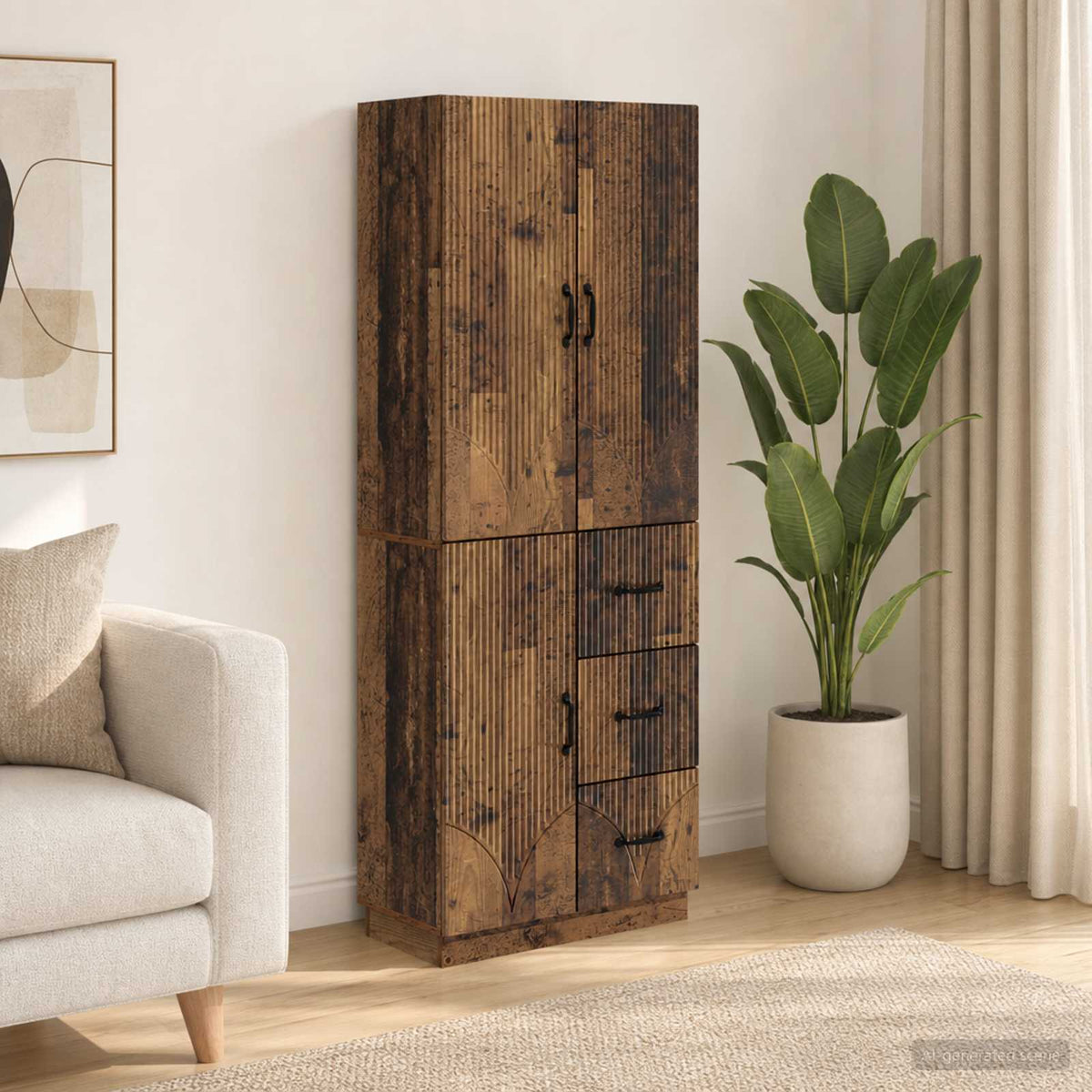 Cabinet Set 2 pcs Engineered Wood Old wood