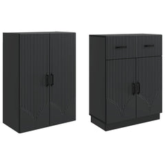 Cabinet Set 2 pcs Engineered Wood Black