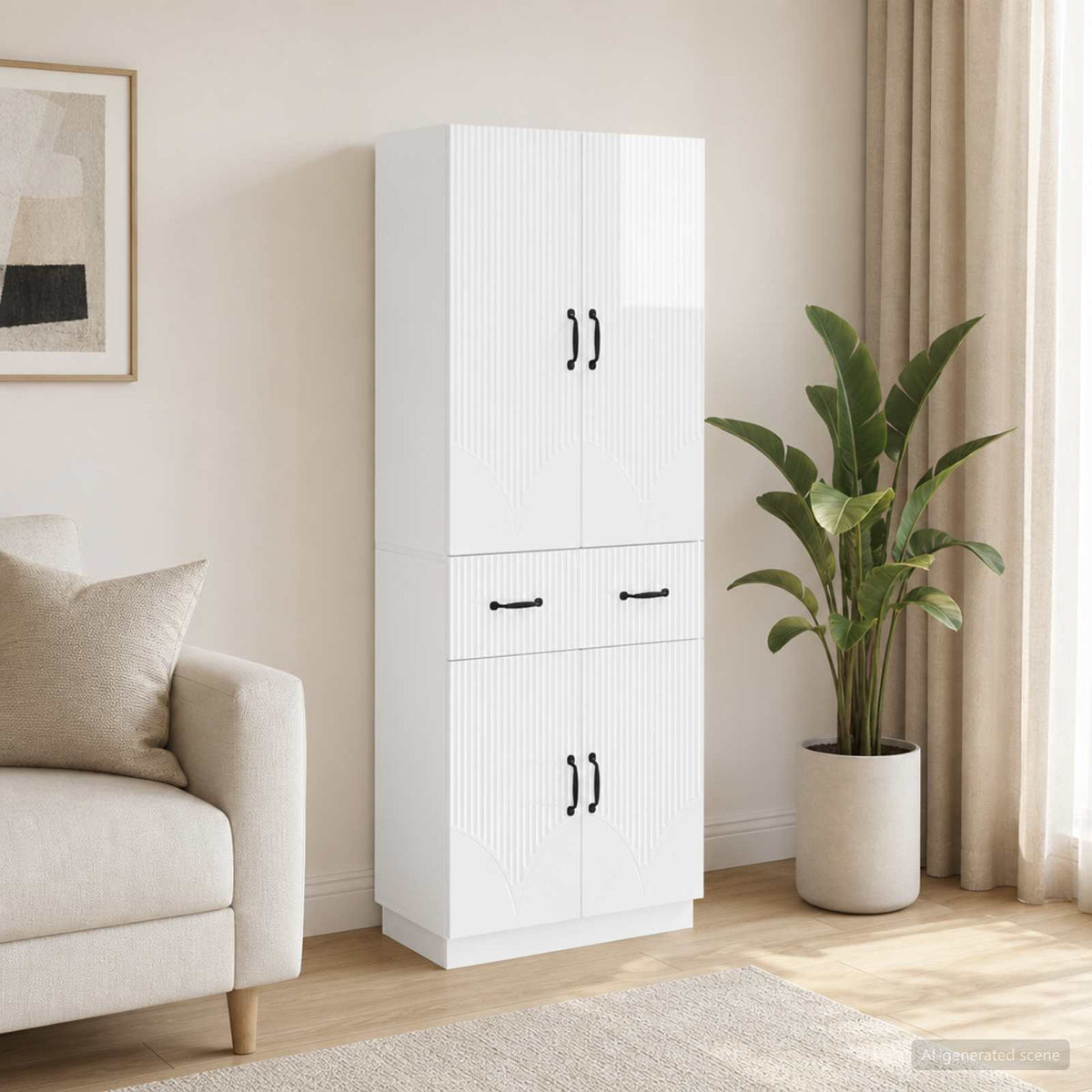 Cabinet Set 2 pcs Engineered Wood High gloss white