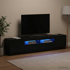 LED TV Cabinet HOORN 3 pcs Engineered Wood Black 100 cm