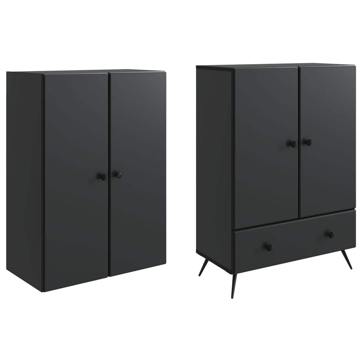 Cabinet Set 2 pcs Engineered Wood Black