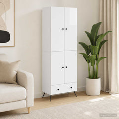 Cabinet Set 2 pcs Engineered Wood High gloss white